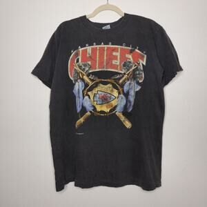 Vintage Kansas City Chiefs Distressed Grunge Worn 90s Salem Medium Faded